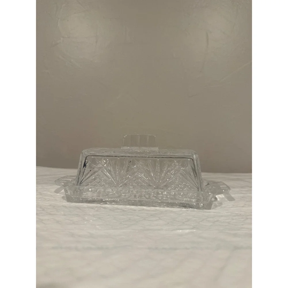 Waterford Butter Dish Unisex OS Clear Excellent Crystal Starburst Cut Glass